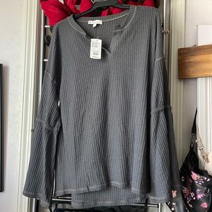 Casual Waffle Knot long sleeve blouse/tunic